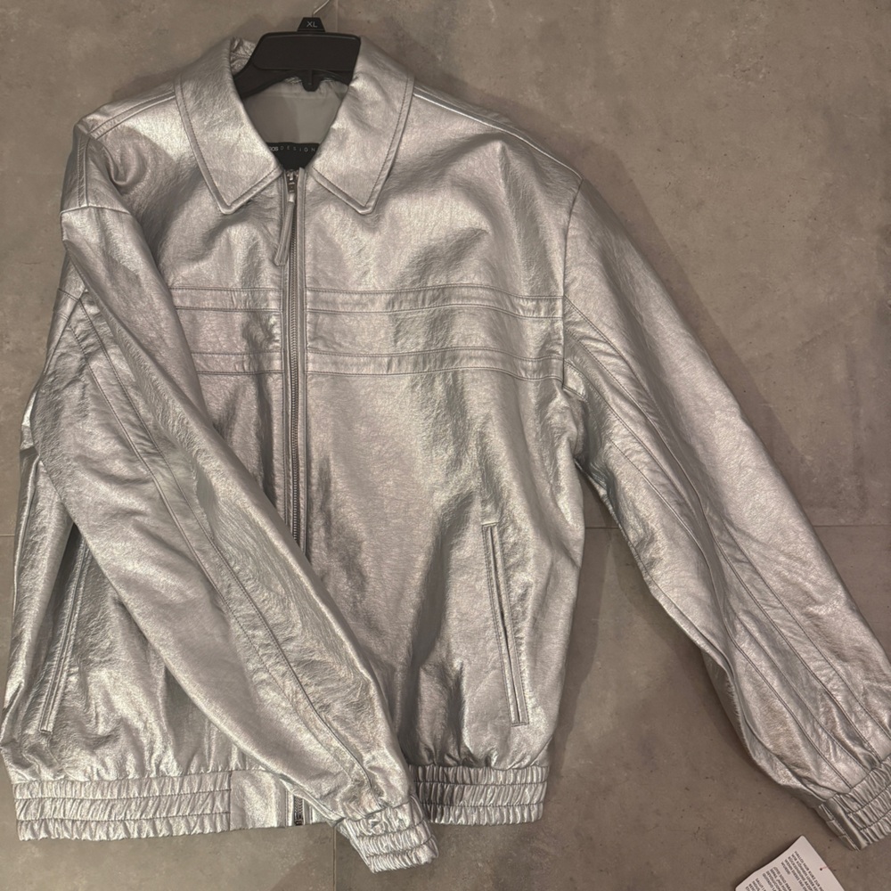 NWT! ASOS Design Metallic Silver Outerwear | M - Picture 2 of 7